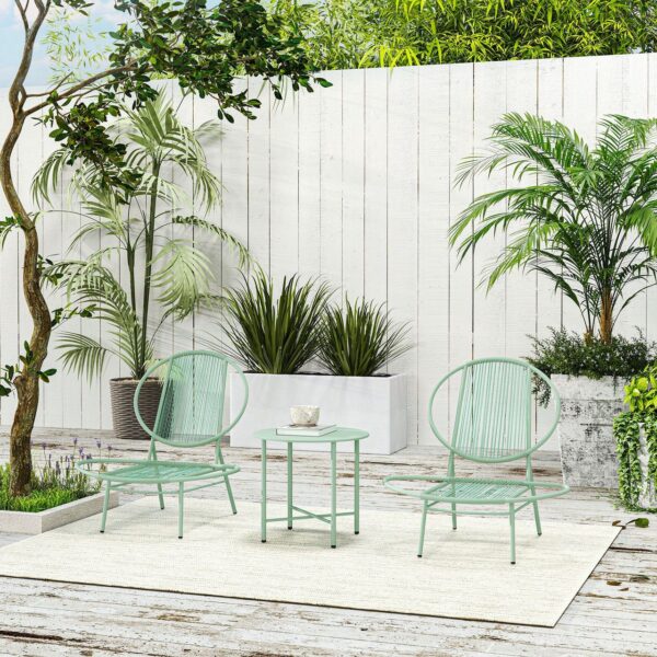 4255826847865-9 Outsunny Bistro – Set 3 – teilig aus Stahl Wetterfest Gartenmöbel Set Outdoor
