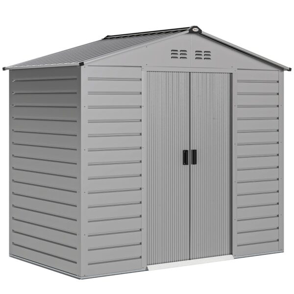 4255826854832-1 Outsunny Verzinkter Stahl Gerätehaus 2, 43㎡ 213x131x192cm Geräteschuppen Grau
