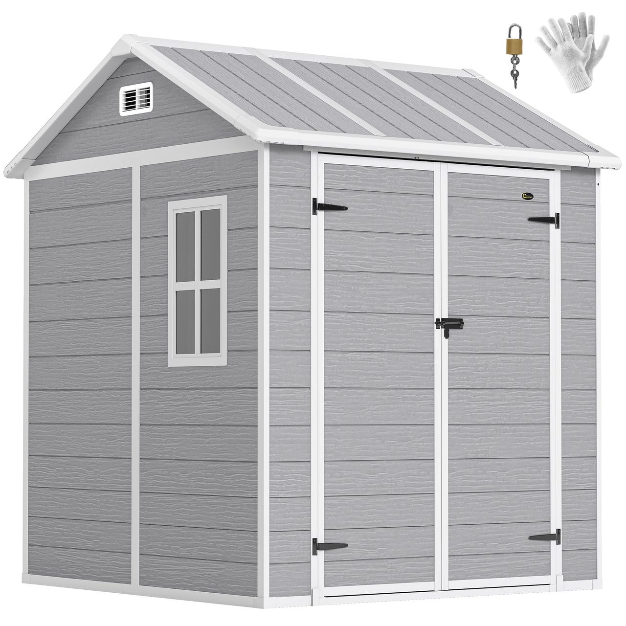 Outsunny Gerätehaus 2, 91m² 181 x 181 x 220 cm Geräteschuppen mit Satteldach