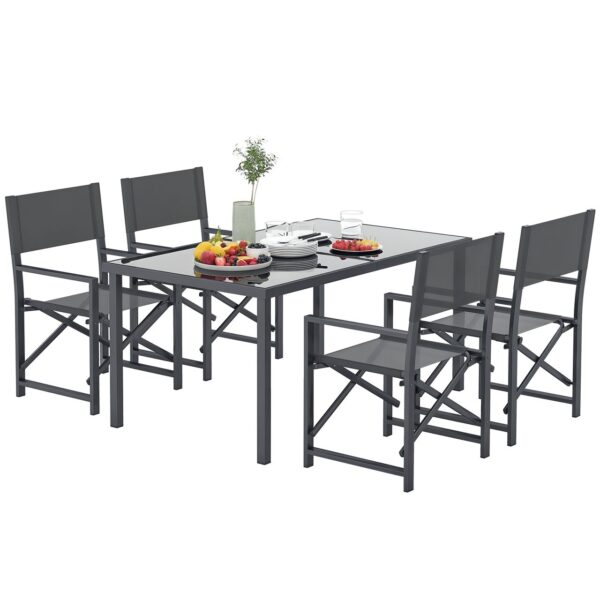 4255826862929-1 Outsunny Sitzgruppe 5 – teilig Essgruppe Stahl für 4 Personen Esstisch mit 4 Stühlen