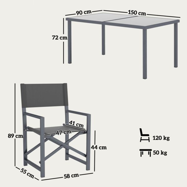 4255826862929-3 Outsunny Sitzgruppe 5 – teilig Essgruppe Stahl für 4 Personen Esstisch mit 4 Stühlen
