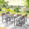 4255826862929-9 Outsunny Sitzgruppe 5 – teilig Essgruppe Stahl für 4 Personen Esstisch mit 4 Stühlen