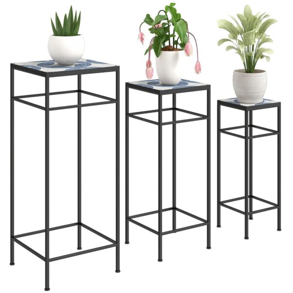 Outsunny 3er – Set Pflanzenständer, 71 cm hoch Blumenständer für Innen Außen