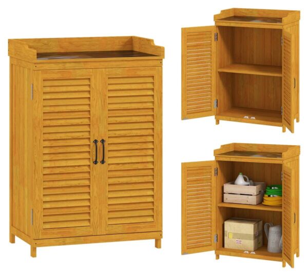 Outsunny Gartenschrank gelb Metall B/H/L: ca. 40x98,5x65,5 cm