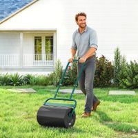 Outsunny Rasenwalze Gartenwalze befüllbar mit Wasser oder Sand, 50cm Breite Handwalze