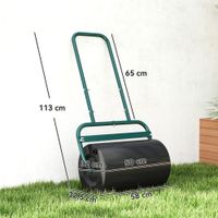 Outsunny Rasenwalze Gartenwalze befüllbar mit Wasser oder Sand, 50cm Breite Handwalze