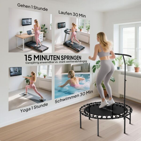 SPORTNOW Fitness Trampolin klappbar Ø102 cm Mini Trampoline mit Haltegriff