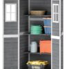 Outsunny Gartenschrank hellgrau Holz B/H/L: ca. 69x192x91 cm