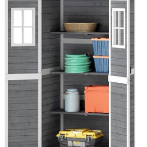 Outsunny Gartenschrank hellgrau Holz B/H/L: ca. 69x192x91 cm