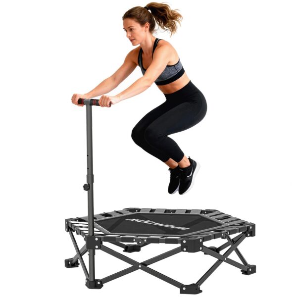 SPORTNOW Fitness Trampolin klappbar Ø104 cm Mini Trampoline mit Höhenverstellbar Griff