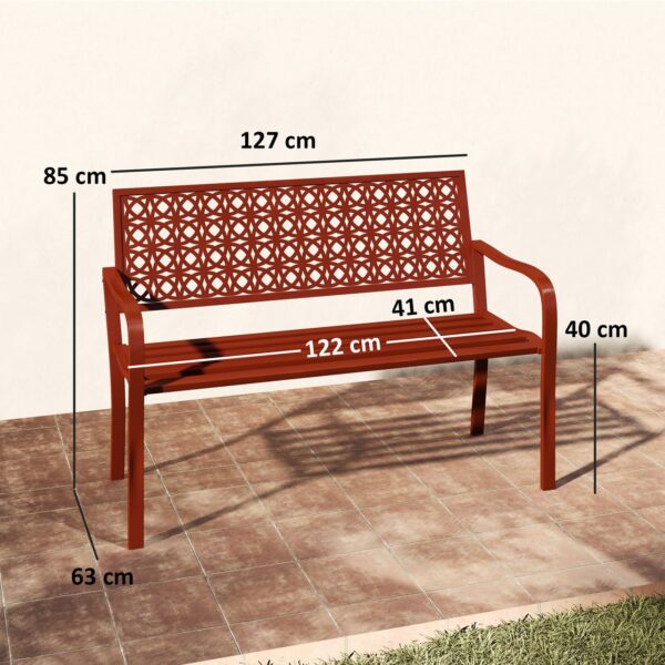 Outsunny 2 – Sitzer Gartenbank, wetterfest Sitzbank, Gartenmöbel mit Rücken – & Armlehnen