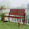 Outsunny 2 – Sitzer Gartenbank, wetterfest Sitzbank, Gartenmöbel mit Rücken – & Armlehnen