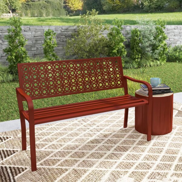 Outsunny 2 – Sitzer Gartenbank, wetterfest Sitzbank, Gartenmöbel mit Rücken – & Armlehnen