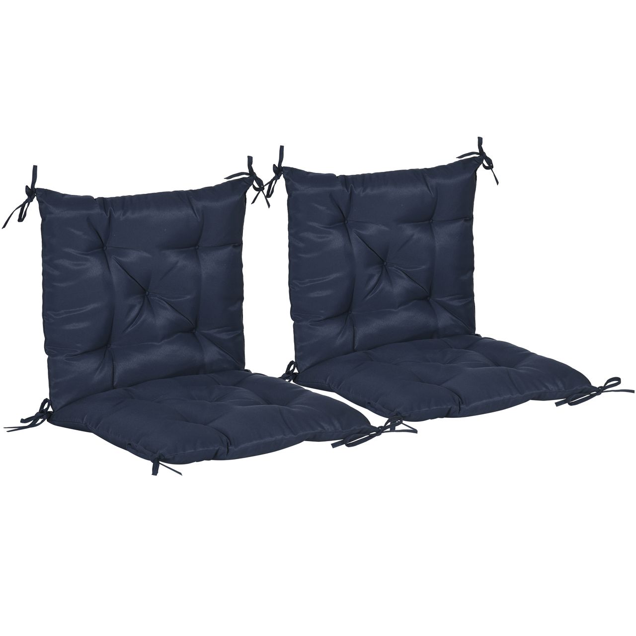 Outsunny 2er – Set Sitzkissen, 98 x 50 cm Stuhlkissen mit Bindebänder, Stoffbezug 8cm dick