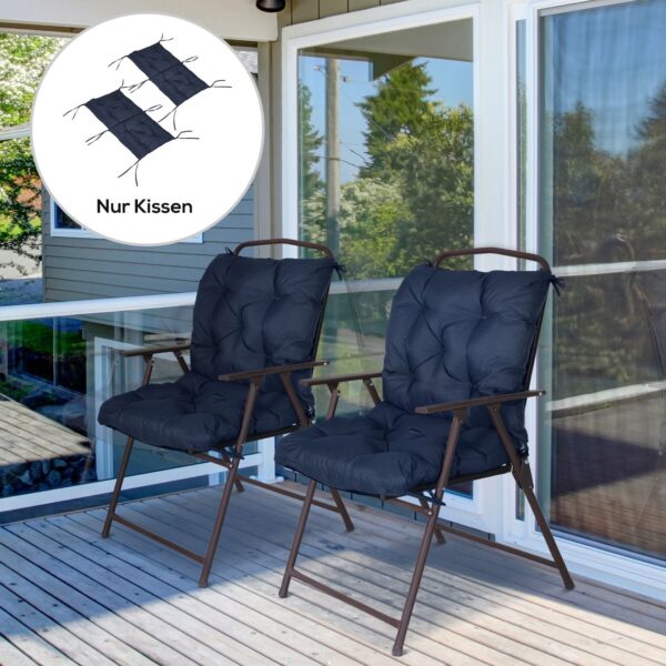 4255923100610-2 Outsunny 2er – Set Sitzkissen, 98 x 50 cm Stuhlkissen mit Bindebänder, Stoffbezug 8cm dick