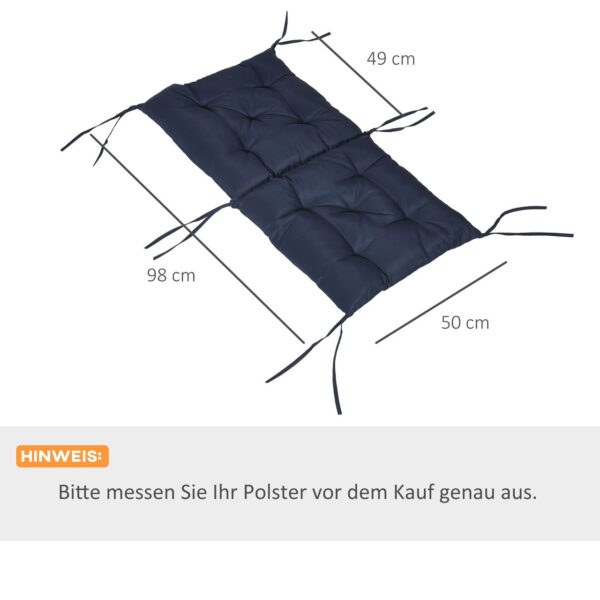 4255923100610-3 Outsunny 2er – Set Sitzkissen, 98 x 50 cm Stuhlkissen mit Bindebänder, Stoffbezug 8cm dick