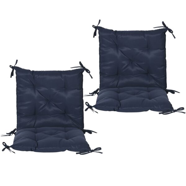 4255923100610-7 Outsunny 2er – Set Sitzkissen, 98 x 50 cm Stuhlkissen mit Bindebänder, Stoffbezug 8cm dick