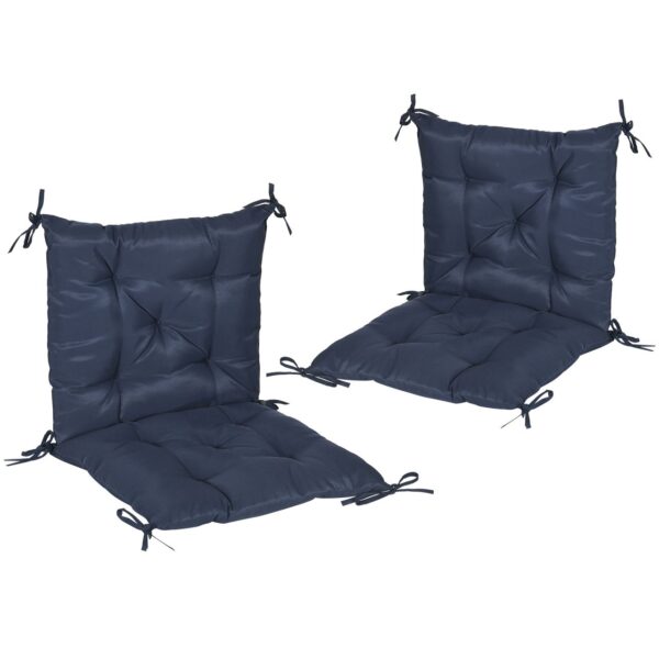 4255923100610-8 Outsunny 2er – Set Sitzkissen, 98 x 50 cm Stuhlkissen mit Bindebänder, Stoffbezug 8cm dick