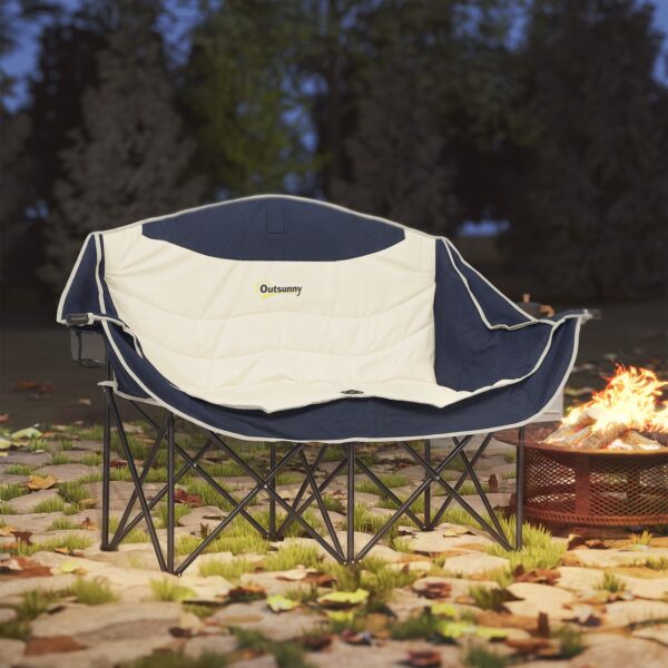 4255923108593-2 Outsunny Faltstuhl faltbar 2 Sitzer Campingstuhl mit Getränkehalter Tragetasche Outdoor
