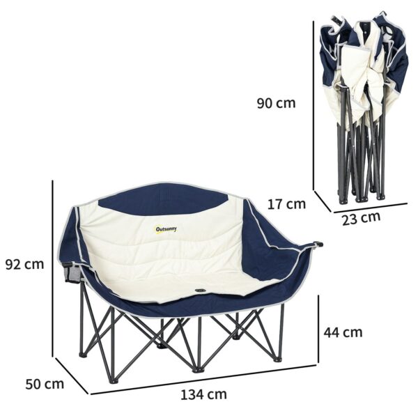 4255923108593-3 Outsunny Faltstuhl faltbar 2 Sitzer Campingstuhl mit Getränkehalter Tragetasche Outdoor