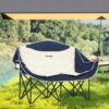 4255923108593-7 Outsunny Faltstuhl faltbar 2 Sitzer Campingstuhl mit Getränkehalter Tragetasche Outdoor