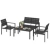 Outsunny Balkonmöbel-Set schwarz Kunststoff B/H/L: ca. 71x76,5x104 cm