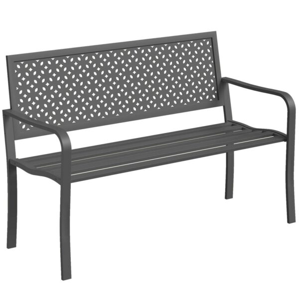 Outsunny Gartenbank dunkelgrau Stahl B/H/L: ca. 61x85x127 cm