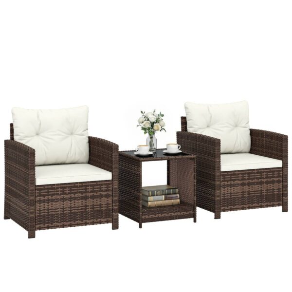 Outsunny Balkonmöbel-Set braun Polyester B/H/L: ca. 62x75x65 cm
