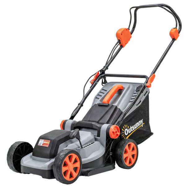 Outsunny Elektro Rasenmäher 1200 W mit 34 cm Schnittbreite 35L Fangkorb Mulchfunktion