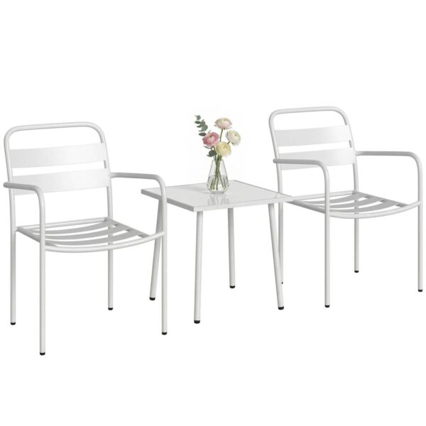 Outsunny Balkonmöbel-Set weiß Glas B/H/L: ca. 58x82x55 cm