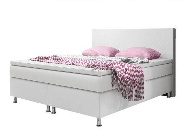 4260263718005-1 IHG Boxspringbett Madrid 180x200 cm Kunstleder Weiß