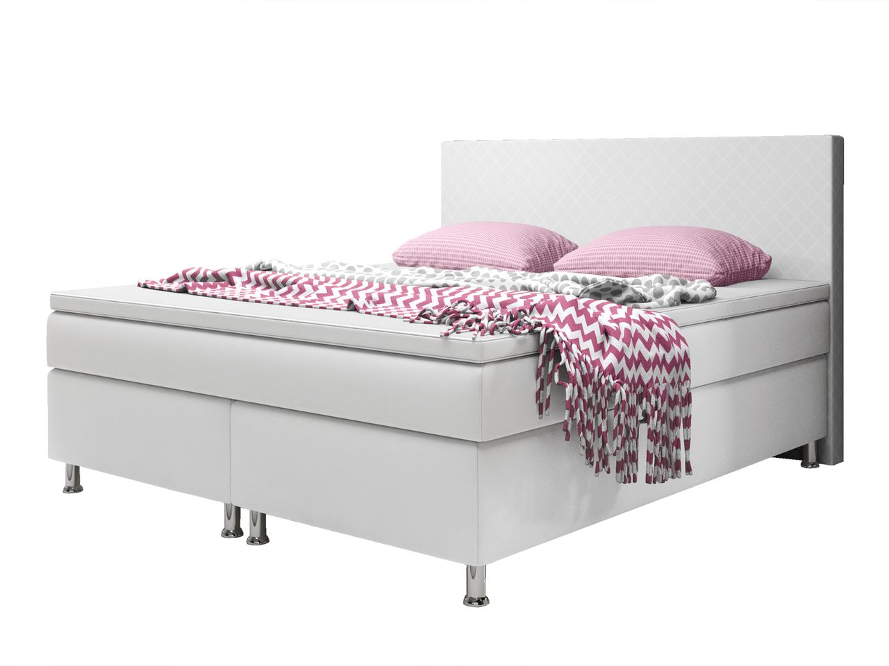 IHG Boxspringbett Madrid 180×200 cm Kunstleder Weiß