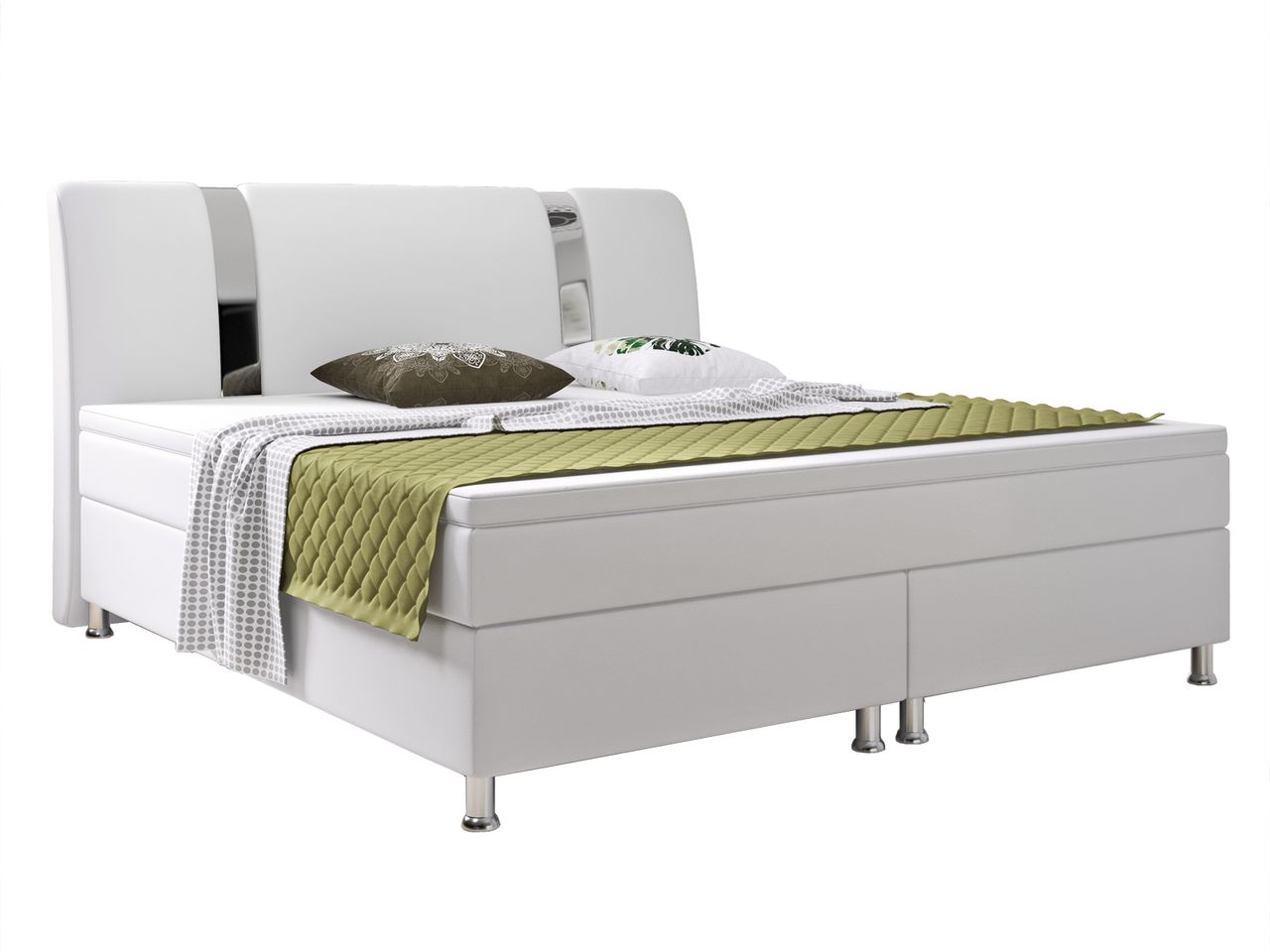 IHG Boxspringbett Riva 180×200 cm Kunstleder Weiß