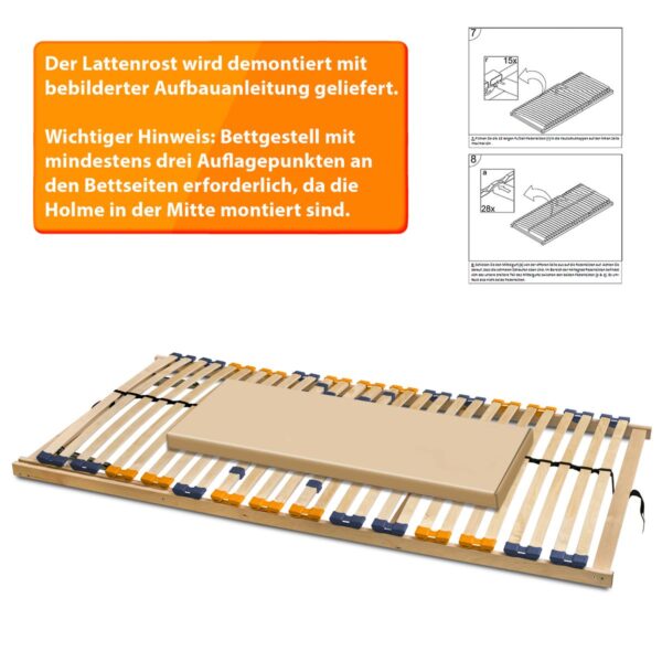 Coemo Lattenrost MULTIRA 28 Federleisten Kopfteil verstellbar 100 x 200 cm