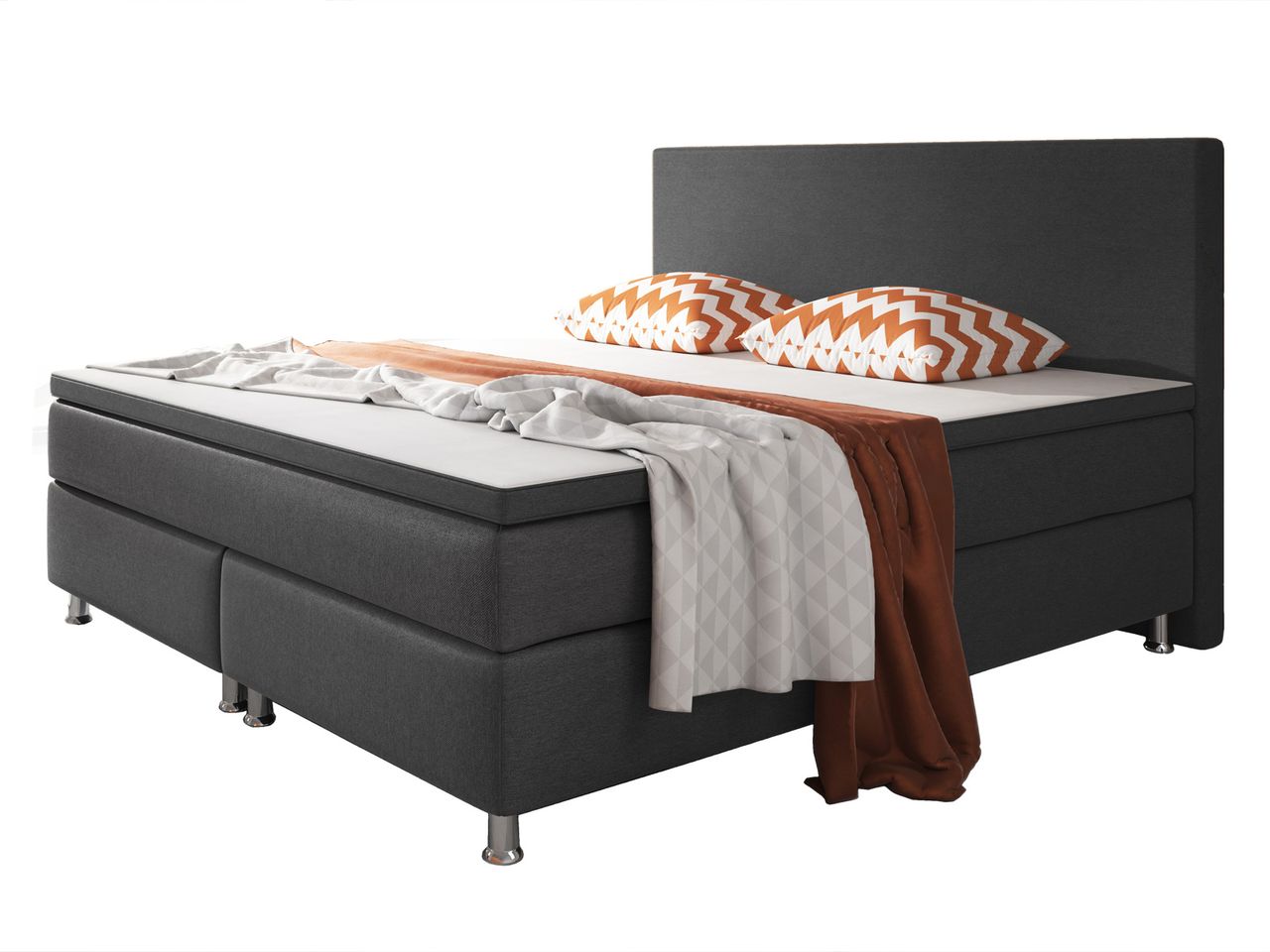 IHG Boxspringbett Berlin 180×200 cm Webstoff Anthrazit