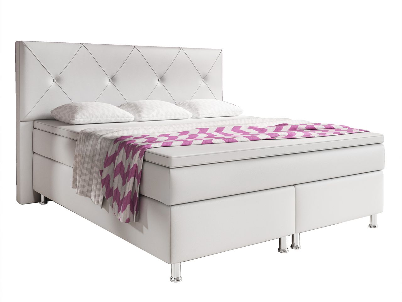 IHG Boxspringbett Oxford 180×200 cm Kunstleder Weiß