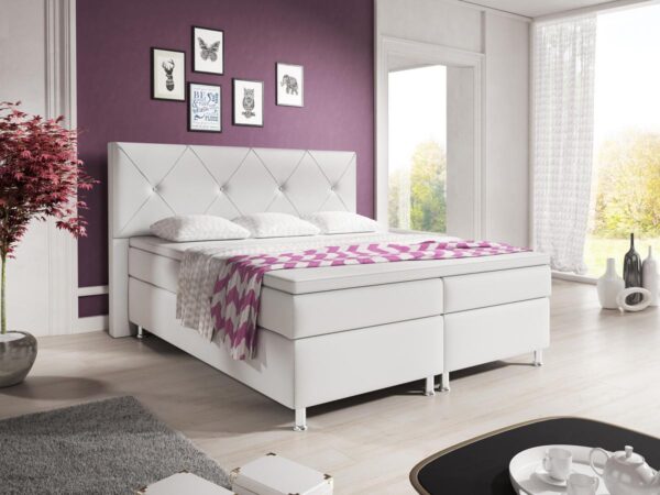 IHG Boxspringbett Oxford 180x200 cm Kunstleder Weiß