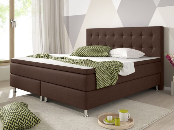 IHG Boxspringbett Köln 180x200 Webstoff Braun