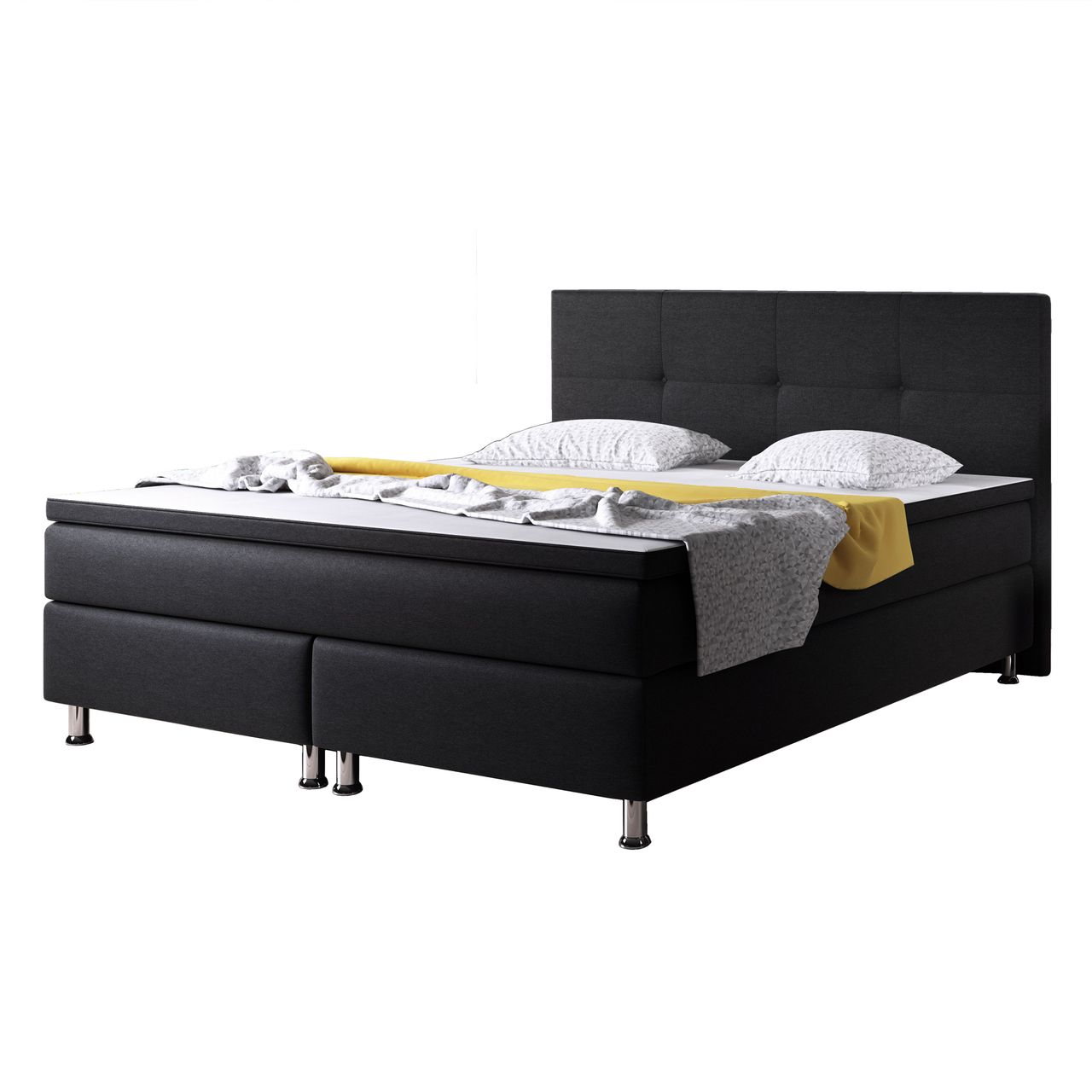 IHG Boxspringbett Dallas 180×200 Webstoff Schwarz