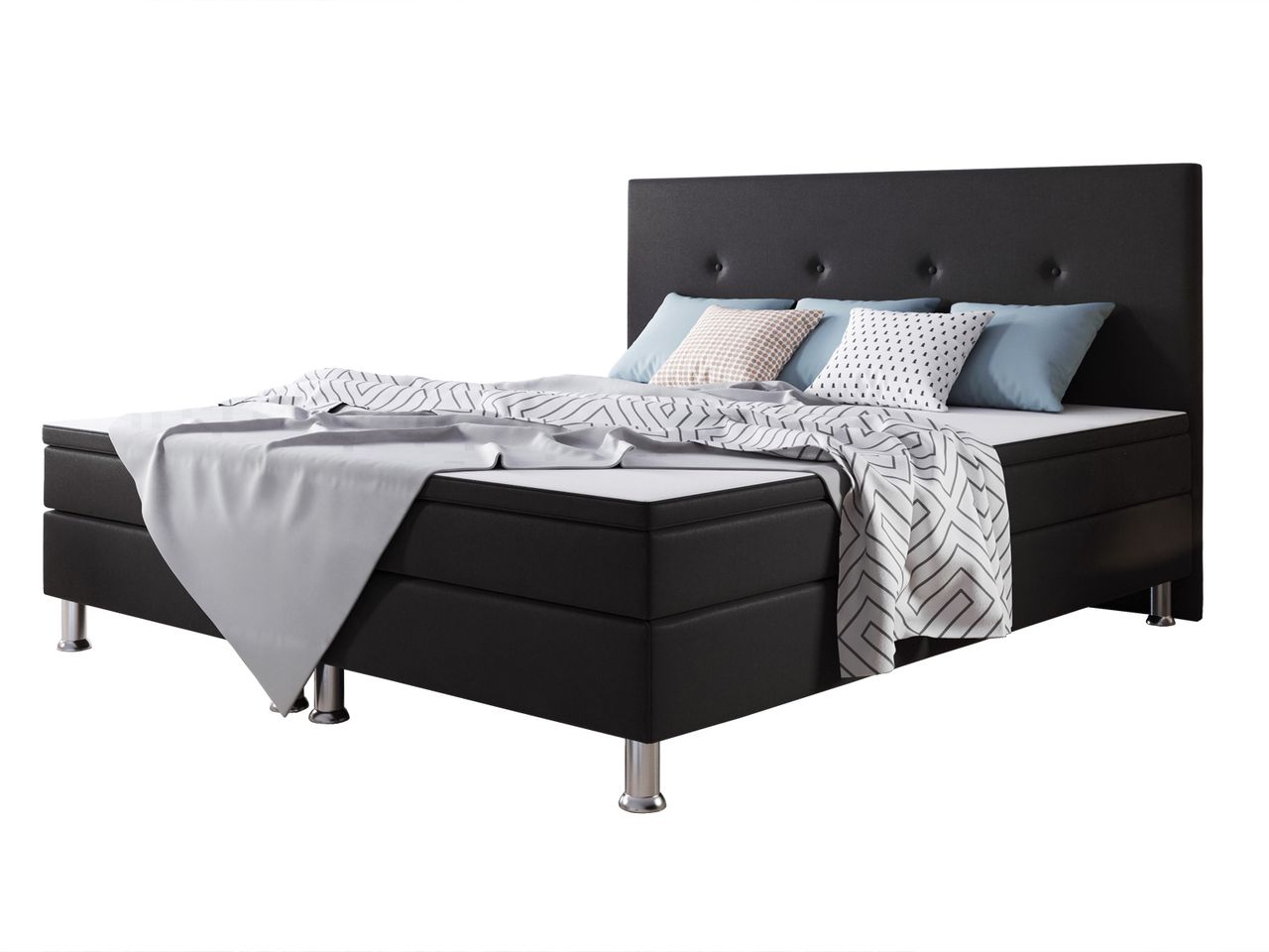 IHG Boxspringbett Jump 180×200 Webstoff Schwarz Typ 2