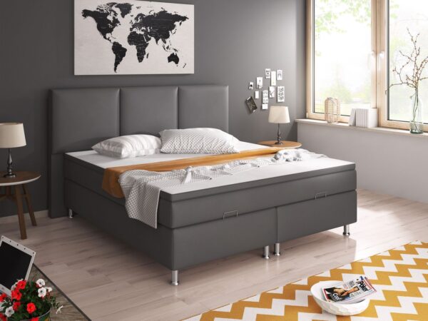IHG Boxspringbett Oslo mit Bettkasten 180x200 cm Kunstleder Anthrazit