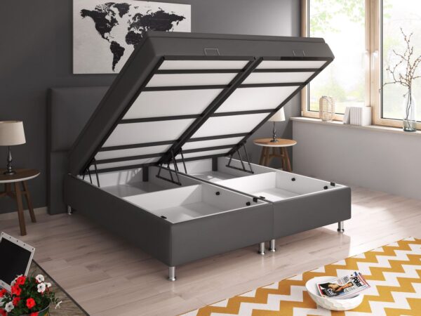 IHG Boxspringbett Oslo mit Bettkasten 180x200 cm Kunstleder Anthrazit
