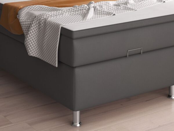 IHG Boxspringbett Oslo mit Bettkasten 180x200 cm Kunstleder Anthrazit