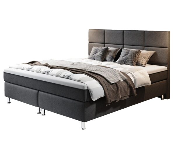 IHG Boxspringbett ROTTERDAM PLUS mit Taschenfederkernmatratze, ca. 180 x 200 cm – Anthrazit