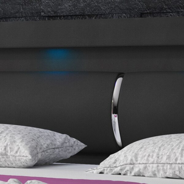 4260465773970-5 IHG Boxspringbett MILANO ca.180x200 cm – Schwarz mit Topper – Optik