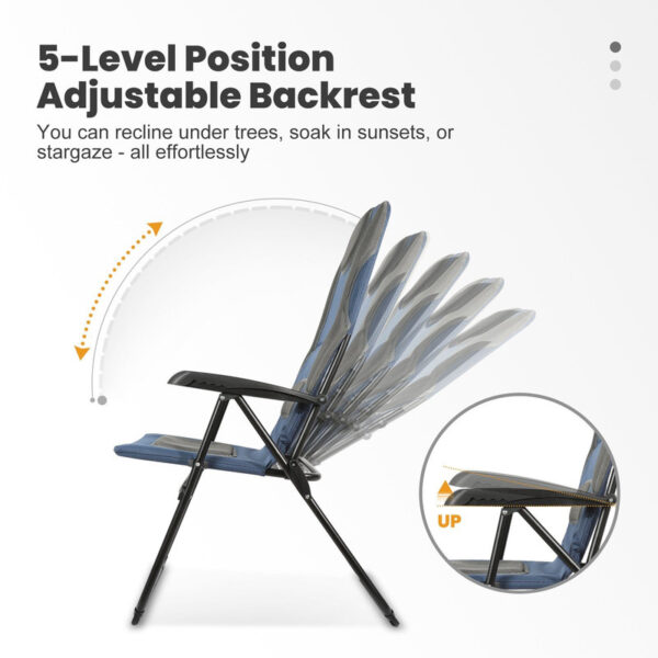 4260517300413-4 Homecall Gartenstuhl Hochlehner Campingstuhl Klappstühle, 5 – Fach Verstellbar, 3D – Mesh, bis 150KG