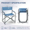 Homecall Regiestuhl Ultraleicht Klappstühle, klappbare Rückenlehne, bis 120kg, Aluminiumrahmen