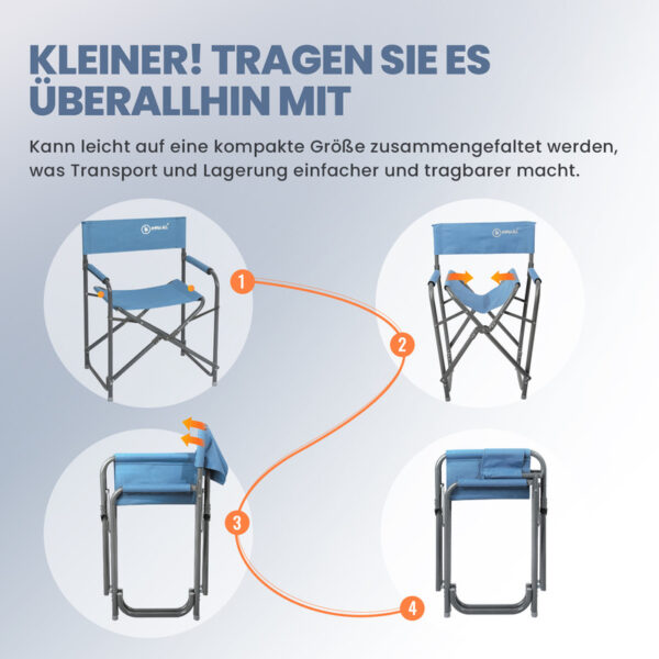Homecall Regiestuhl Ultraleicht Klappstühle, klappbare Rückenlehne, bis 120kg, Aluminiumrahmen