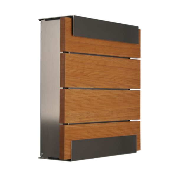 4260597330522-1 Keilbach Designprodukte Keilbach Briefkasten, Edelstahl, Holzfront Eiche