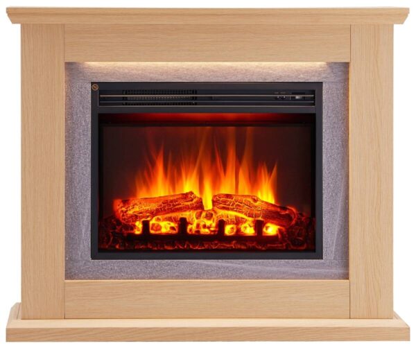 Balderia Elektrischer Kamin Kamin hellbraun MDF B/H/T: ca. 100x84x25 cm